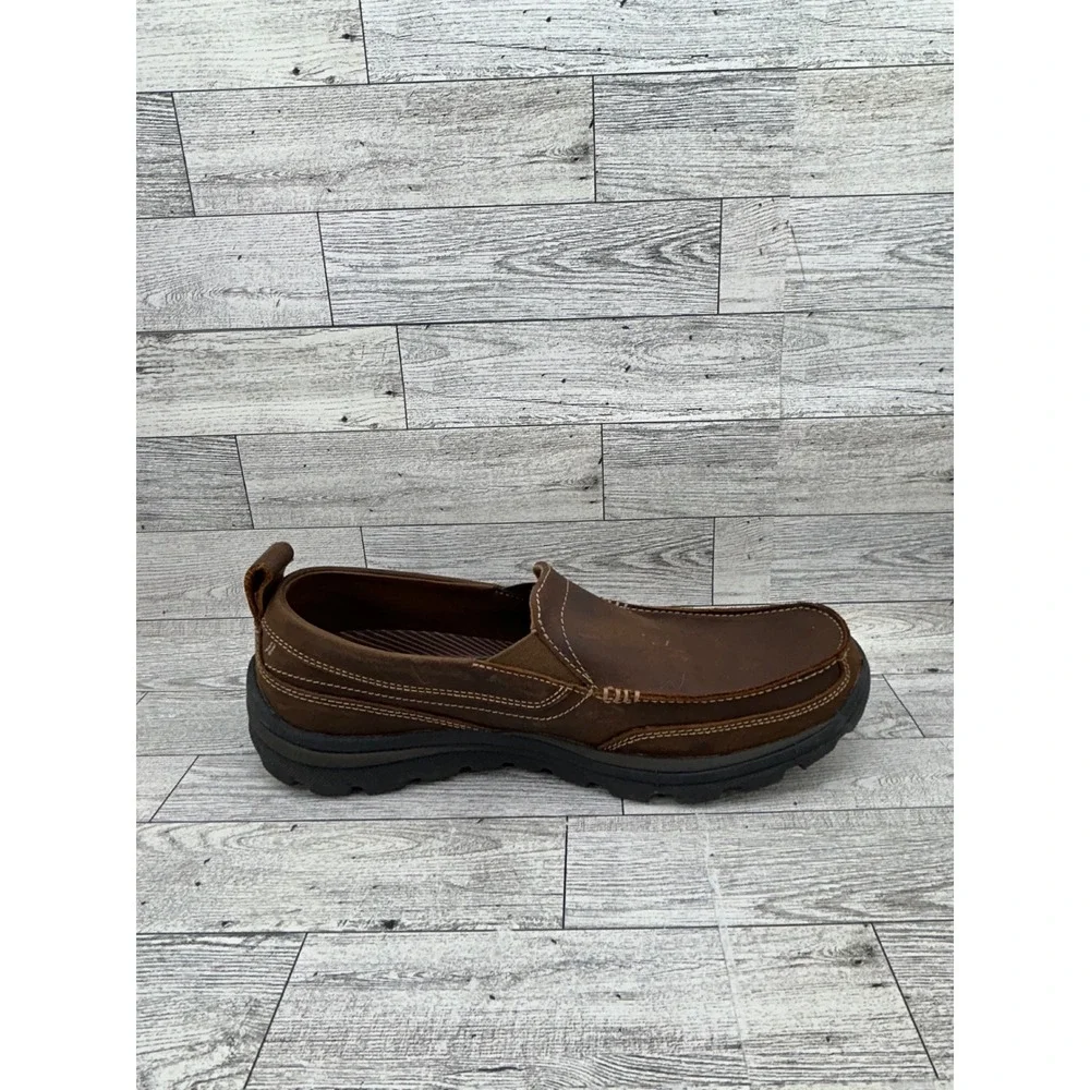 Skechers Relaxed Fit Mens Brown Leather Slip On Loafer Shoes Size 8.5‎ 63697